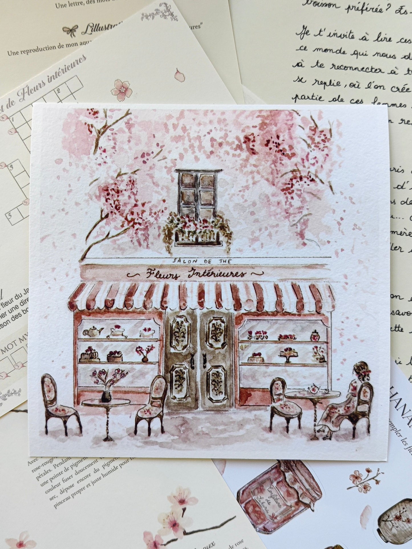 Illustration " Salon de thé Fleurs Intérieures "