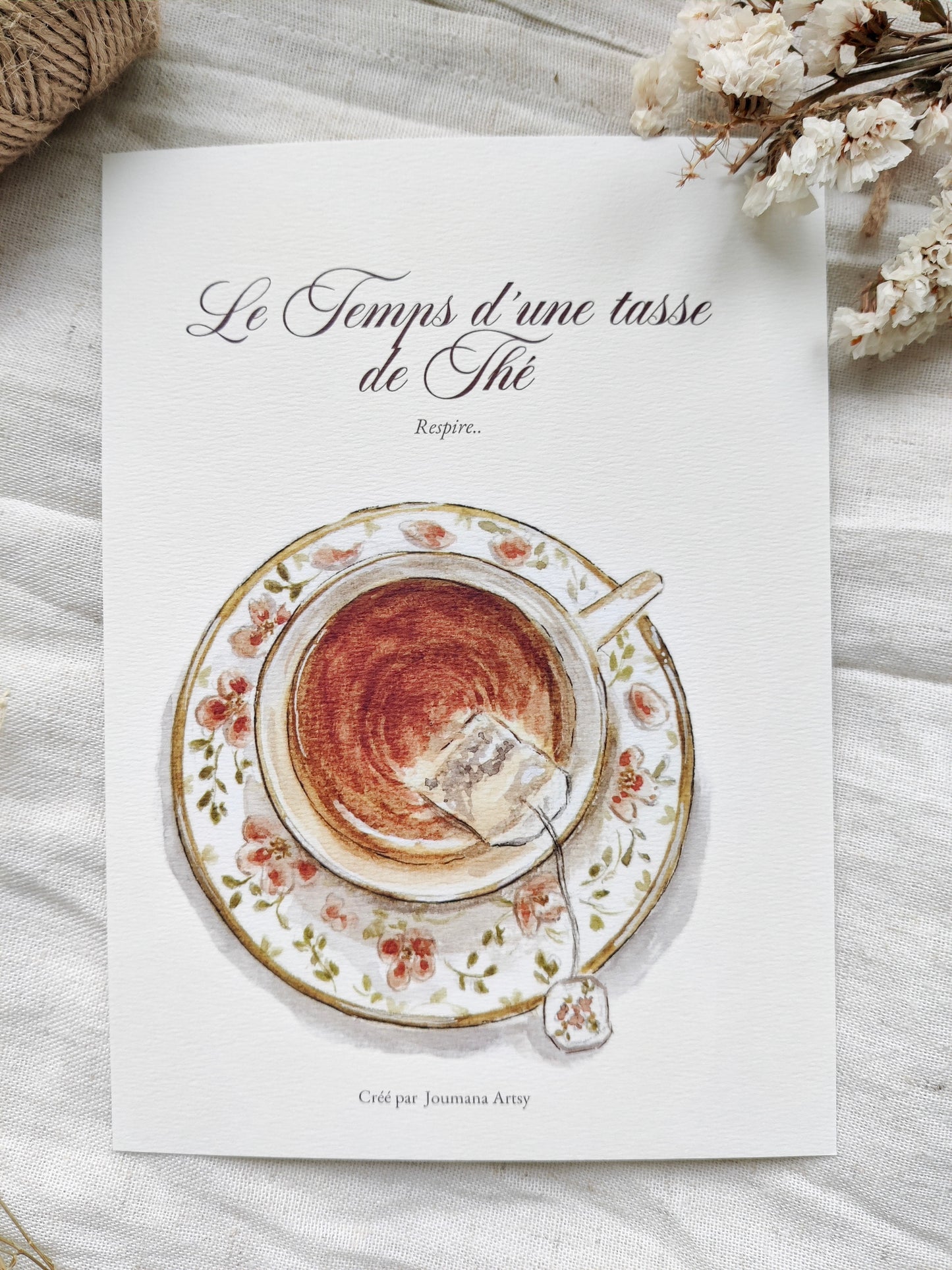 Carte illustrée « Le temps d'une tasse de thé »